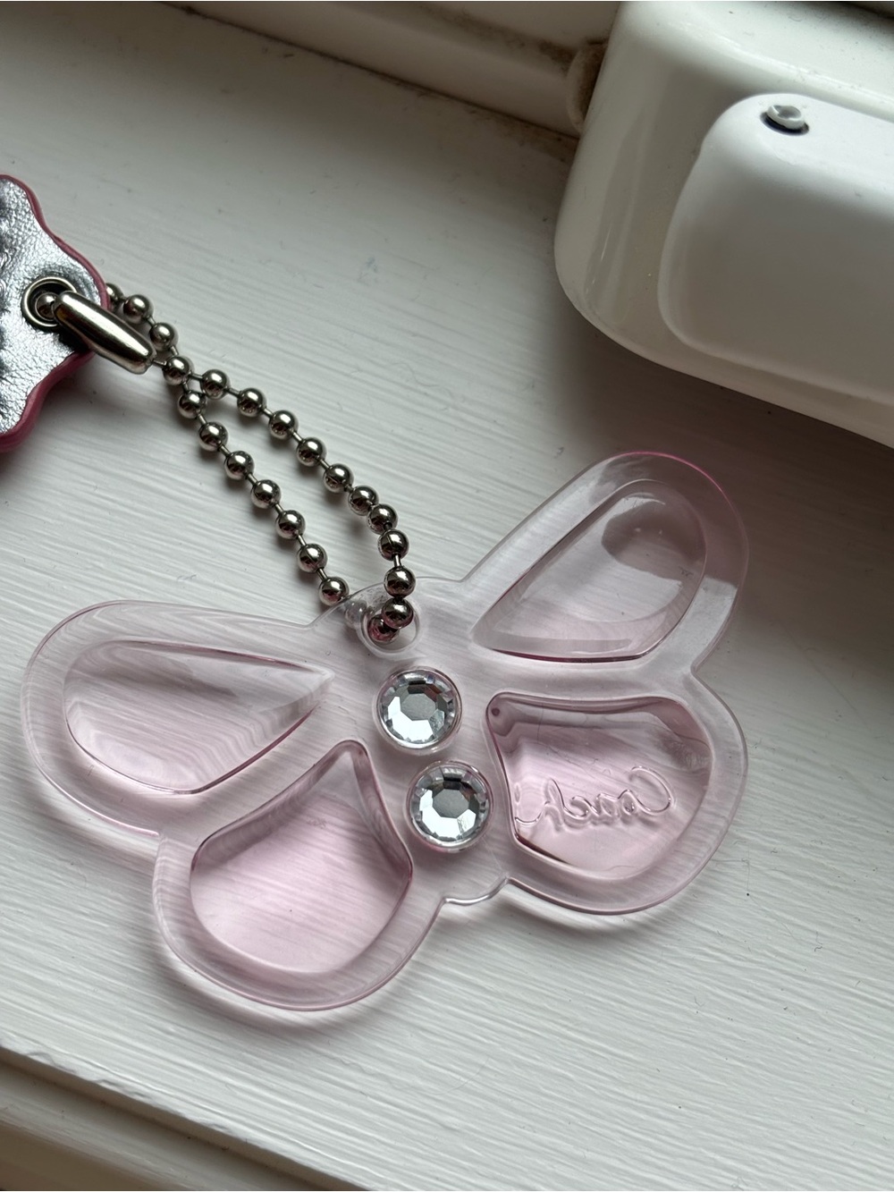 COACH Pink Butterfly & Leather Charm Keychain’s - Picture 6 of 7